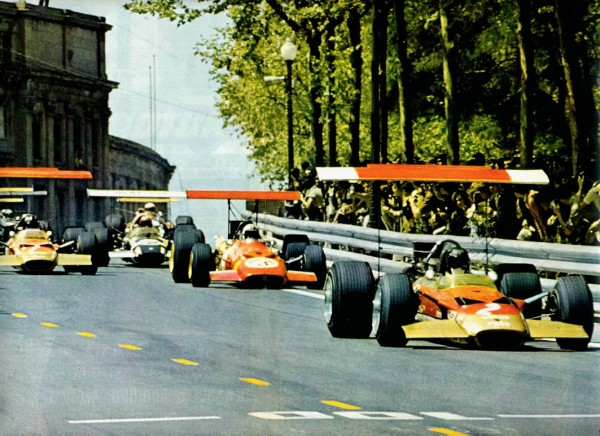 1969 Montjuïc Park (Jochen Rindt Lotus 49B, Chris Amon Ferrari 312, Graham Hill Lotus 49B, Jo Siffert Lotus 49B).jpg