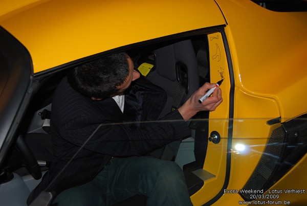 Mr. Crijns signing X-E-G's Exige